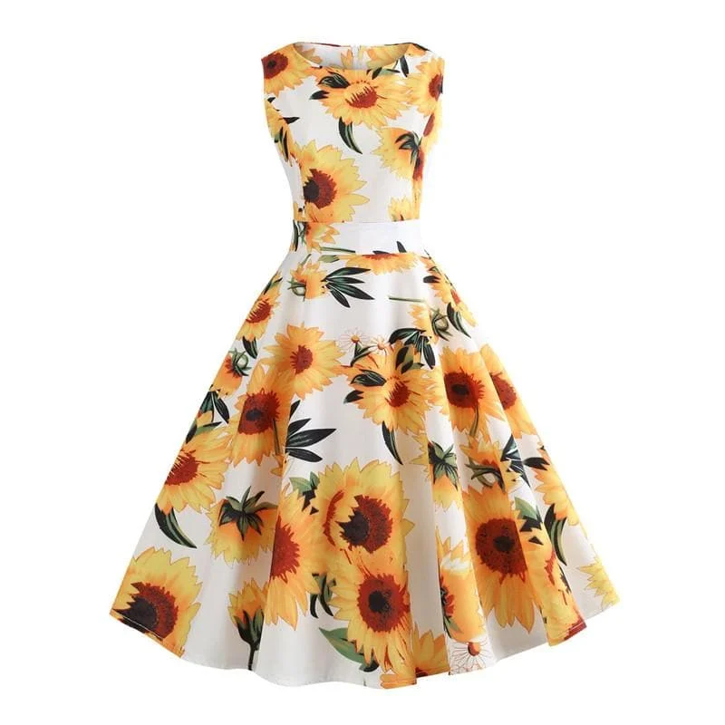 Yellow And White Sunflowers Dress SP13895