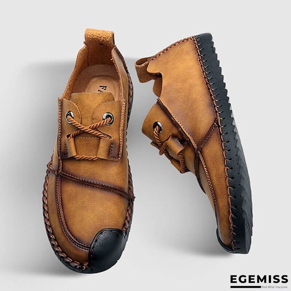 Men's Fashion Business Spliced Laced Casual Leather Shoes | EGEMISS