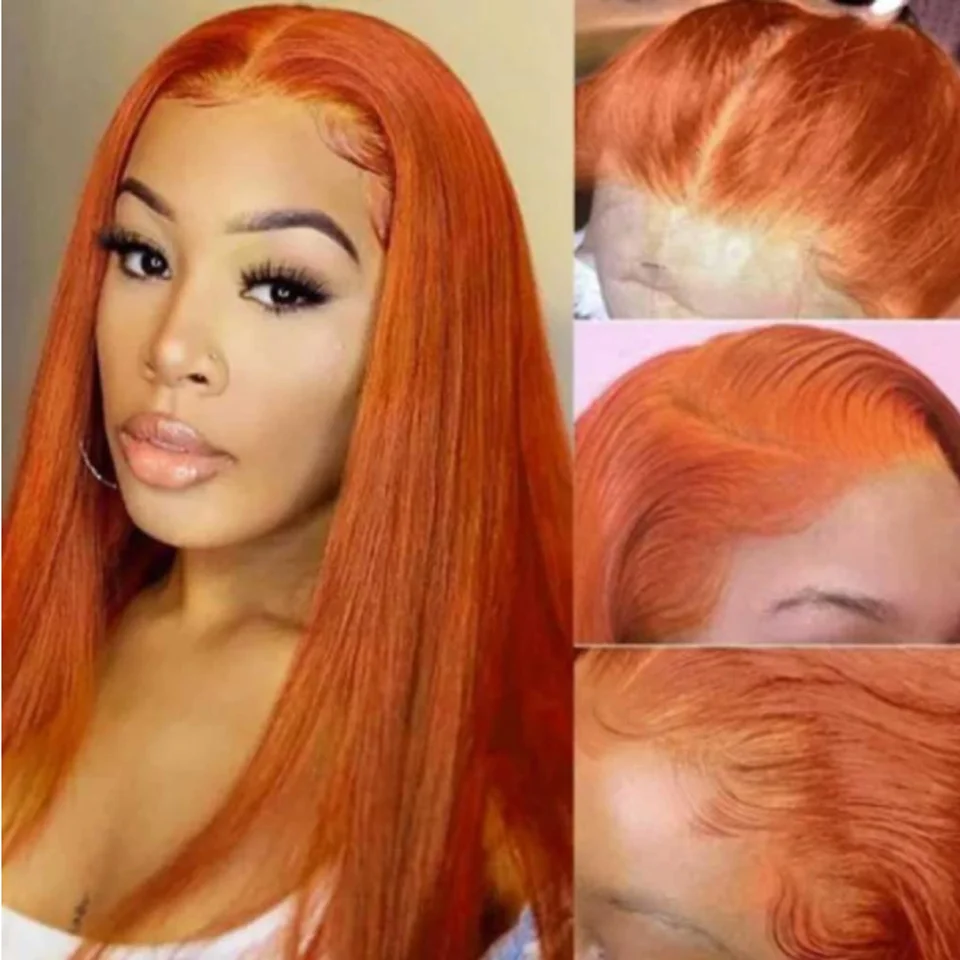 Long Orange Straight Wigs Cosplay ELCNEPAL
