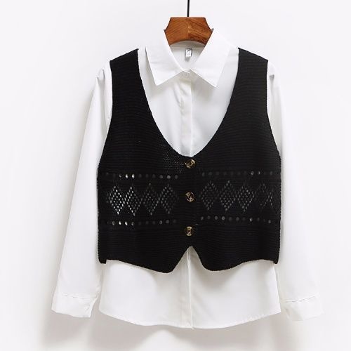 2025 Korean Fashion V Neck Loose Sleeveless Sweater Vest Women Knitted Hollow Out Single Breasted Short Cardigan Female Knitwear