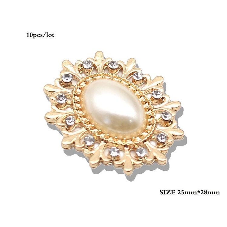 25mm*28mm DIY Handwork Jewelry Accessories Plating Gold Pearl Buttons For Rhinestones Decoration