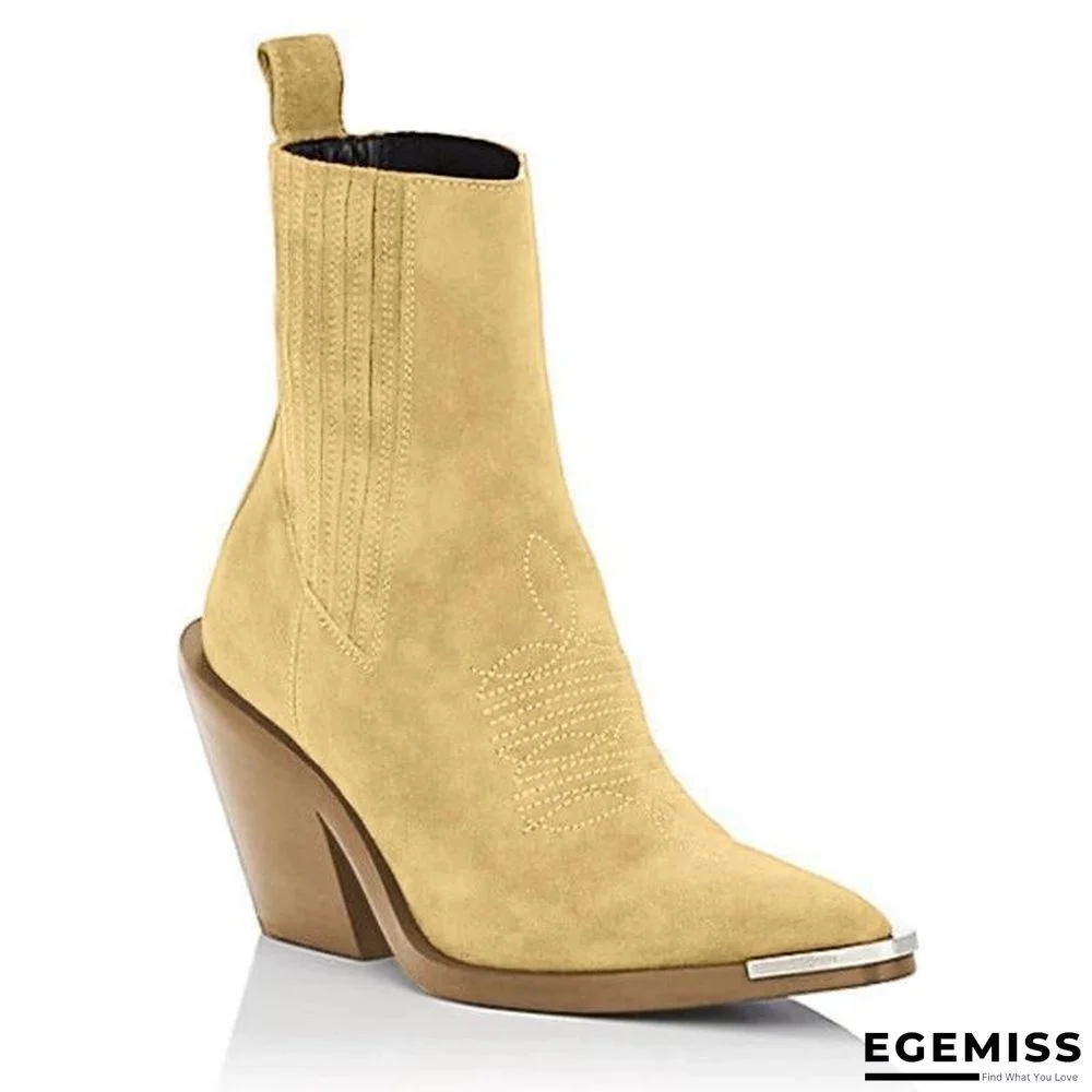 Chunky Heel Pointed Ankle Boots | EGEMISS