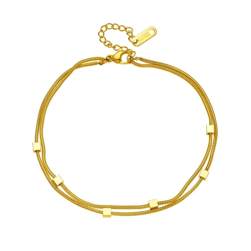 Cute Square Titanium Steel 18K Gold Plated Bracelets In Bulk