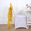 1 Set Mustard Yellow Chiffon Hoods With Ruffles Willow Chair Sashes