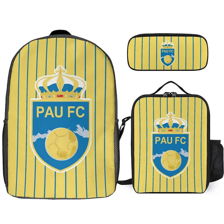 Pau FC Sac D'écolier Sac À Dos Sac À Lunch Sac À Crayons Combinaison Convenant Aux Élèves Du Primaire Et Du Secondaire