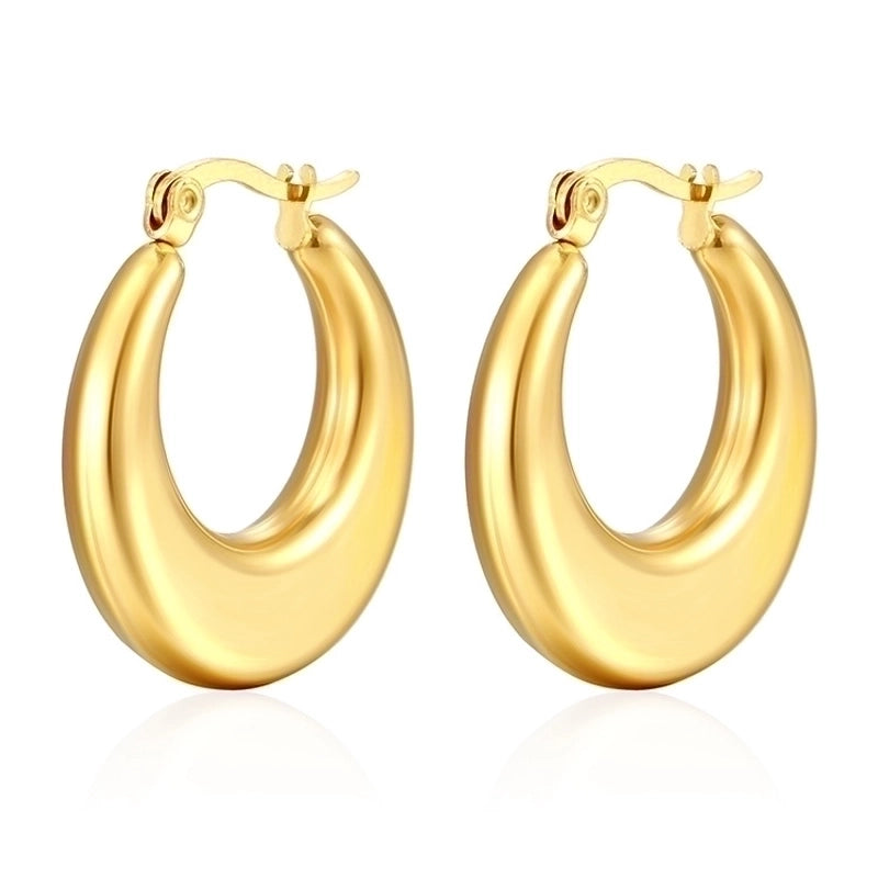 1 Pair Fashion Solid Color Plating 304 Stainless Steel 18K Gold Plated Earrings