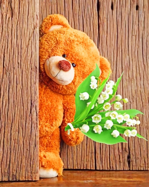 

Bear Holding Flowers – Paint By Numbers - 40*50CM, 501 Original