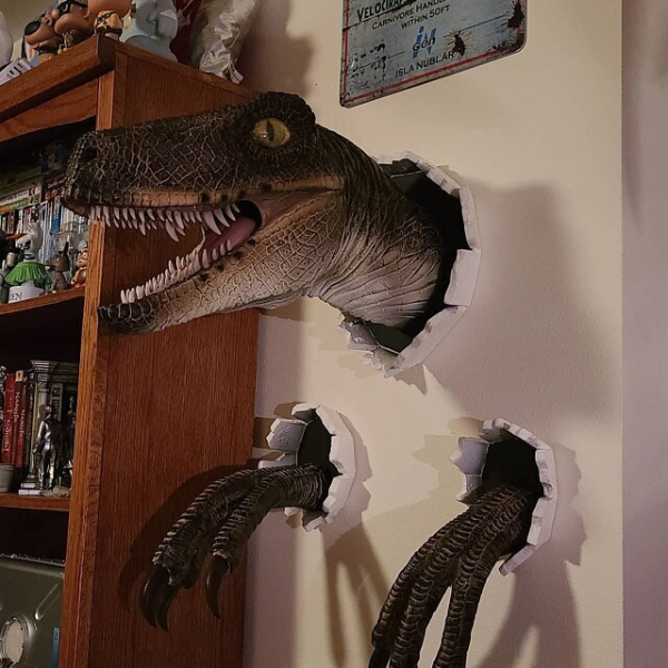 Wall Bursting Velociraptor Decorations