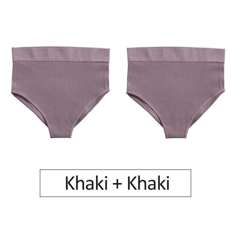 2PCS/Set Women's Panties High Waist Seamless Underwear Female Underpants Woman Sexy Briefs Ladies Panties Intimates Lingerie