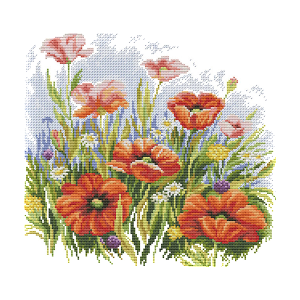 

Flowers - 11CT Stamped Cross Stitch - 47*44CM, 501 Original