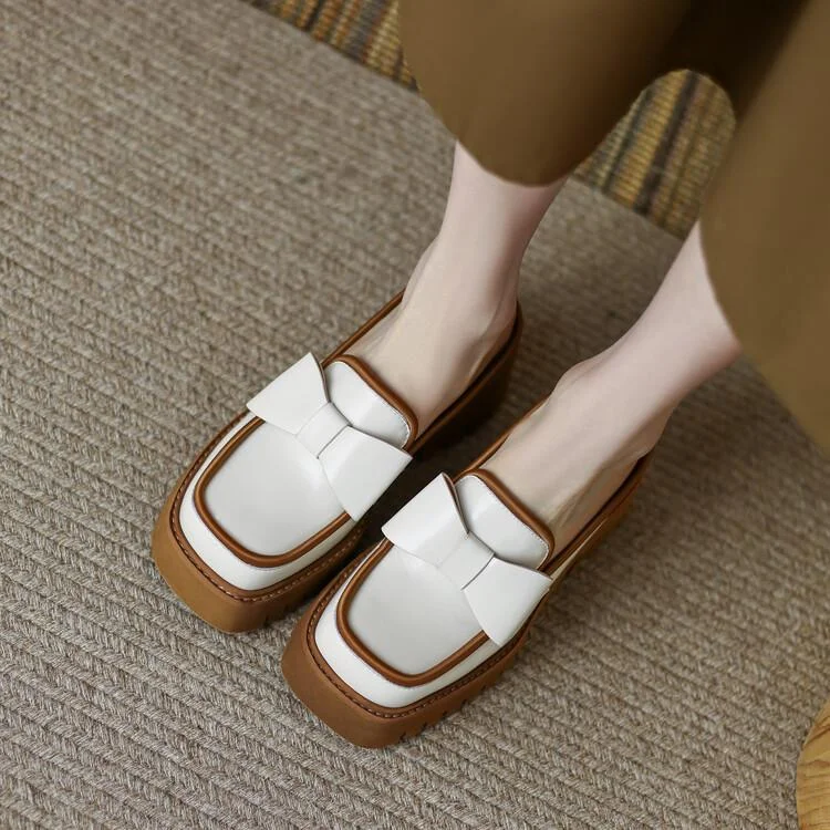 Tanguoant Tanguoant And Summer 2023 Square Bow British Baotou Half Slippers Women's Color Platform Outside Wear Cool Drag Muller Shoes