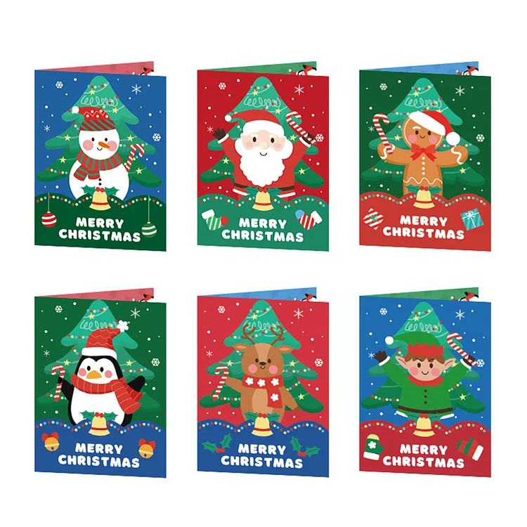 6PCS DIY Diamond Painting Card Santa Christmas for Adults Holiday Friends Family