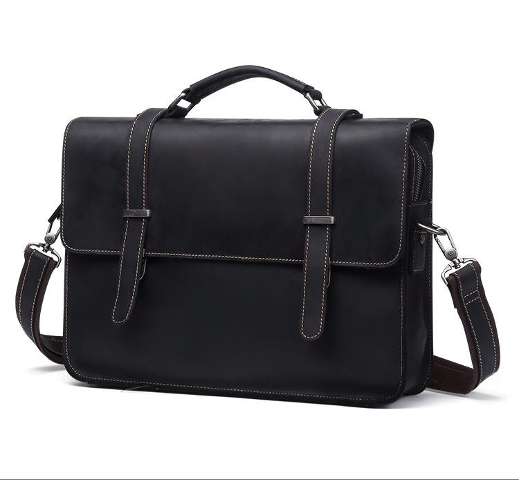 Vintage Crazy Horse Lenther Men's 14" Laptop Briefcase Bags