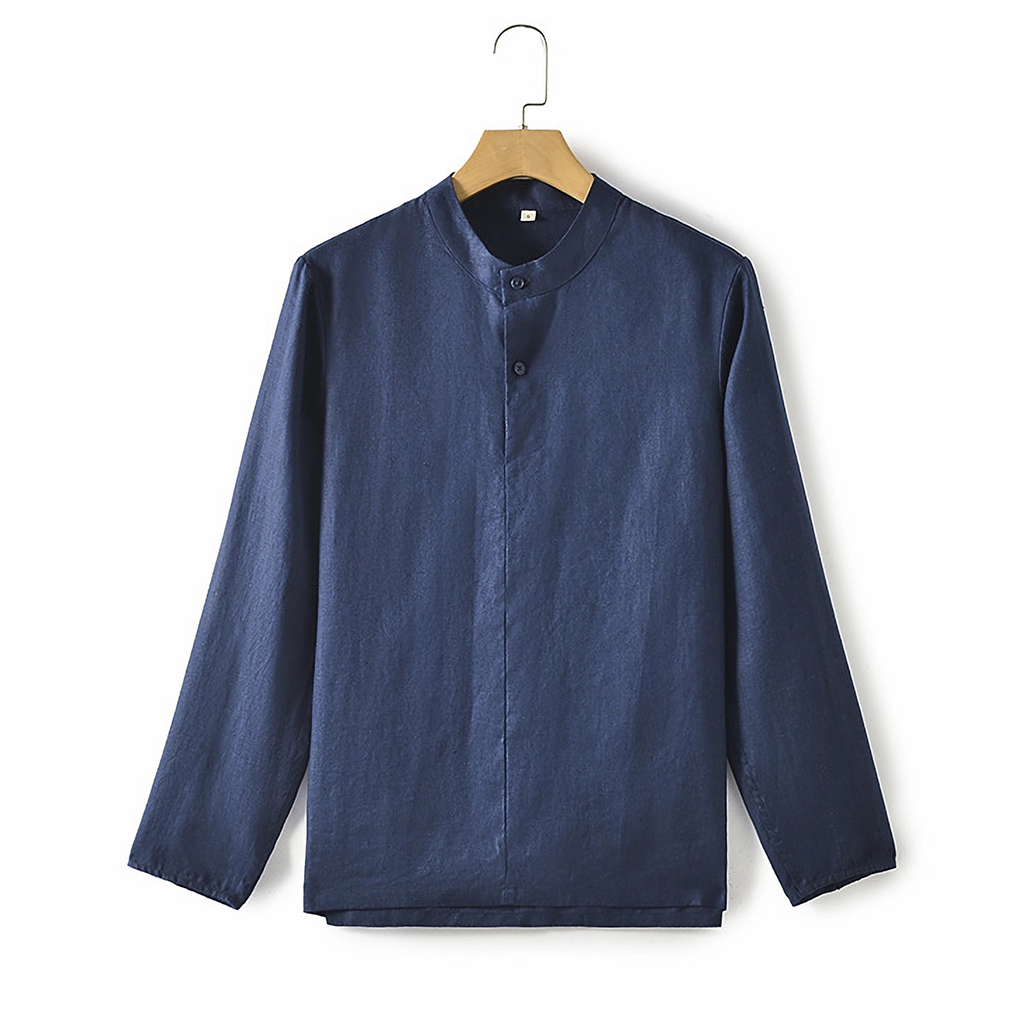 100% European Linen Pullover Men's T-shirt REAL SILK LIFE