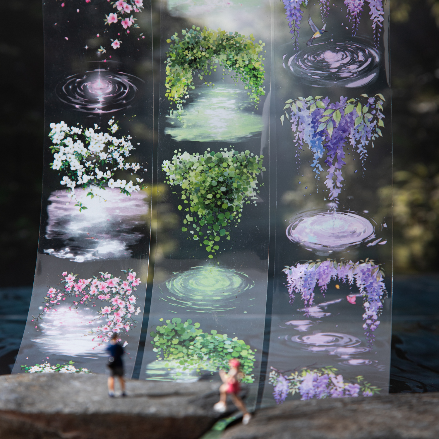 PET 테이프 - 60mm*200cm 리플 시리즈 빈티지 식물 꽃 스머지