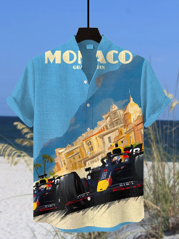Men's Monaco Grand Prix Formula One Print Casual Shirt
