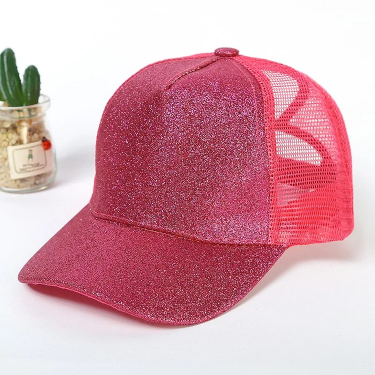 Glitter Ponytail Womens Baseball Cap Women Snapback Mesh Trucker Caps Female Summer Bone Black Adjustable Hip Hop Hats/Cap