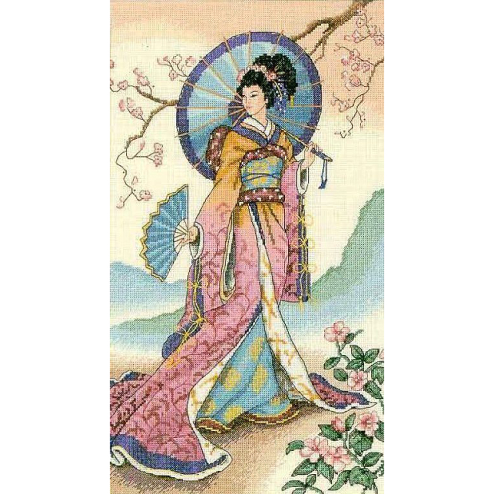 

Japanese Girl - 11CT Stamped Cross Stitch - 46*66CM (Big Size), 501 Original