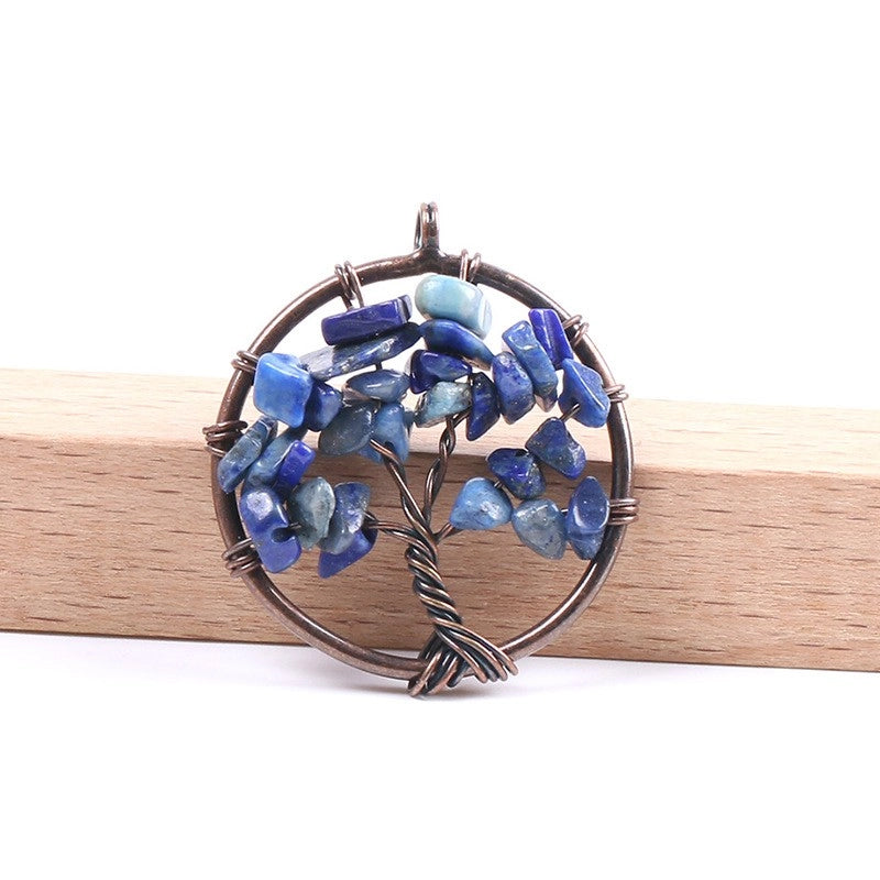 1 Piece Natural Stone Copper Life Tree Pendant