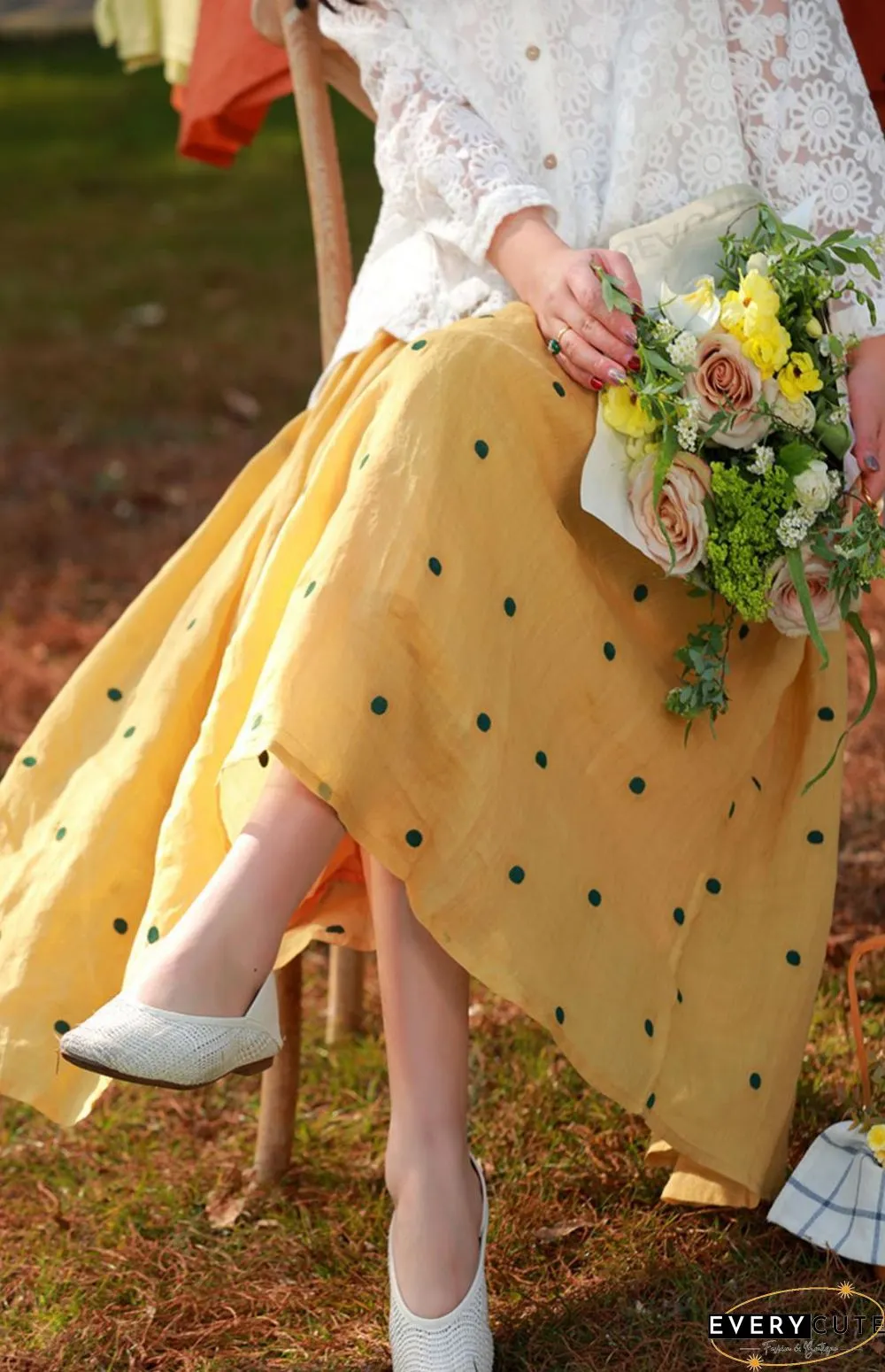 Literary Retro Cotton and Linen Double Skirt
