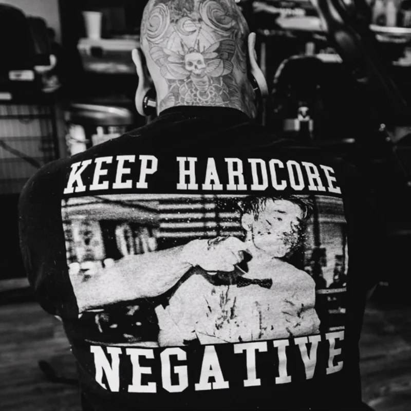 Keep Hardcore Negative Printed Men's T-shirt -  