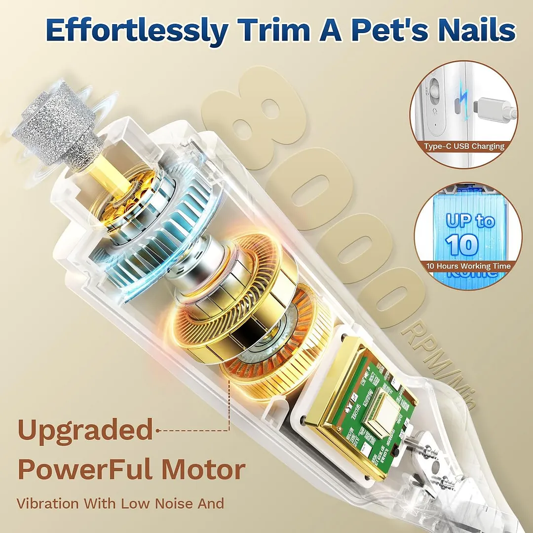 2-in-1 Pet Nail Clippers and Grinder with Light, Safety Lock & Catcher Cap, Quiet Home Grooming Nail Clippers Trimmers for Small Large Pets