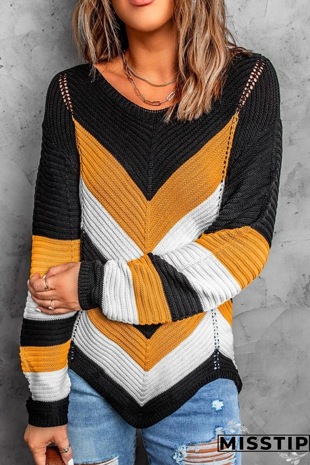 Burgundy Casual Patchwork Contrast O Neck Tops