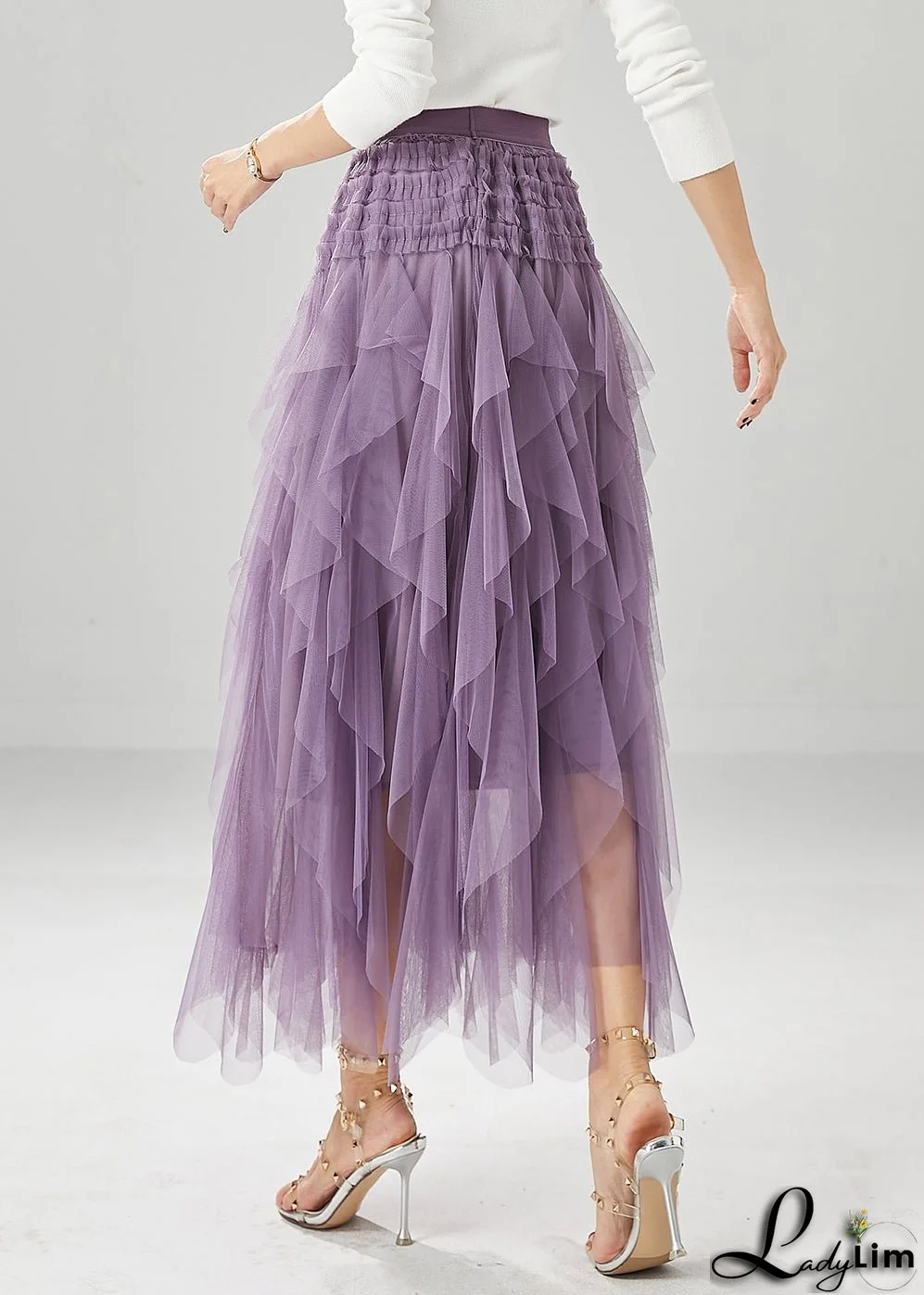 Boutique Purple High Waist Tulle Skirt Summer