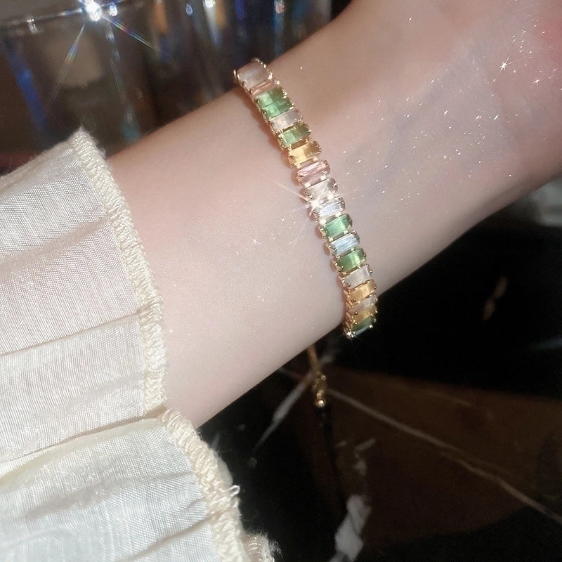 Sweet Geometric Copper Inlay Zircon Bracelets