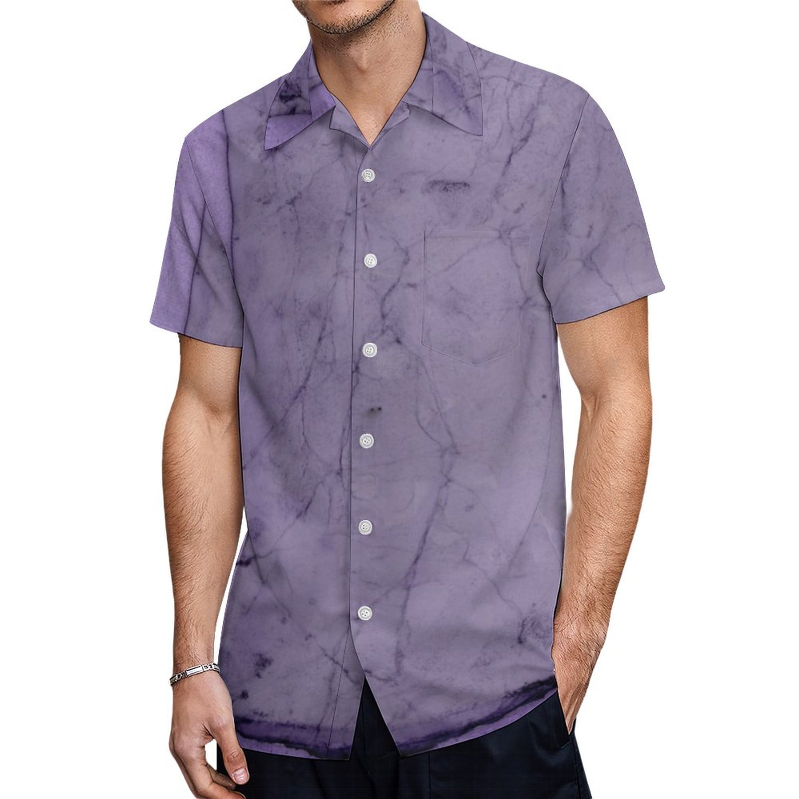 Vintage Purple Marble Finish Girls Women Lavender Hawaiian Shirt Mens Button Down Tropical Hawaii Beach Shirts