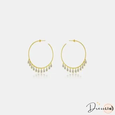 Inlaid Zircon 925 Sterling Silver Earrings