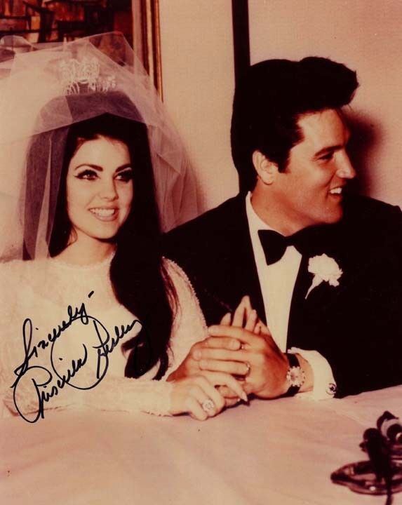 PRISCILLA PRESLEY signed autographed 11x14 w/ ELVIS WEDDING Photo Poster painting