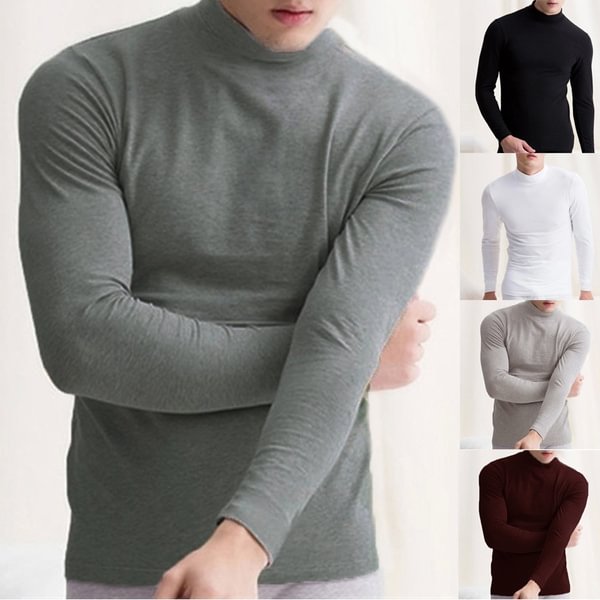 2019 Fashion Mens Roll Neck Sweater Turtleneck Jumper Stretch Turtle Neck Cotton Underwear Shirt Slim 5 Colors - Shop Trendy Women's Fashion | TeeYours