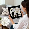 DIY Pearl Painting Elephant for Home Decor with Frame(25x25cm)