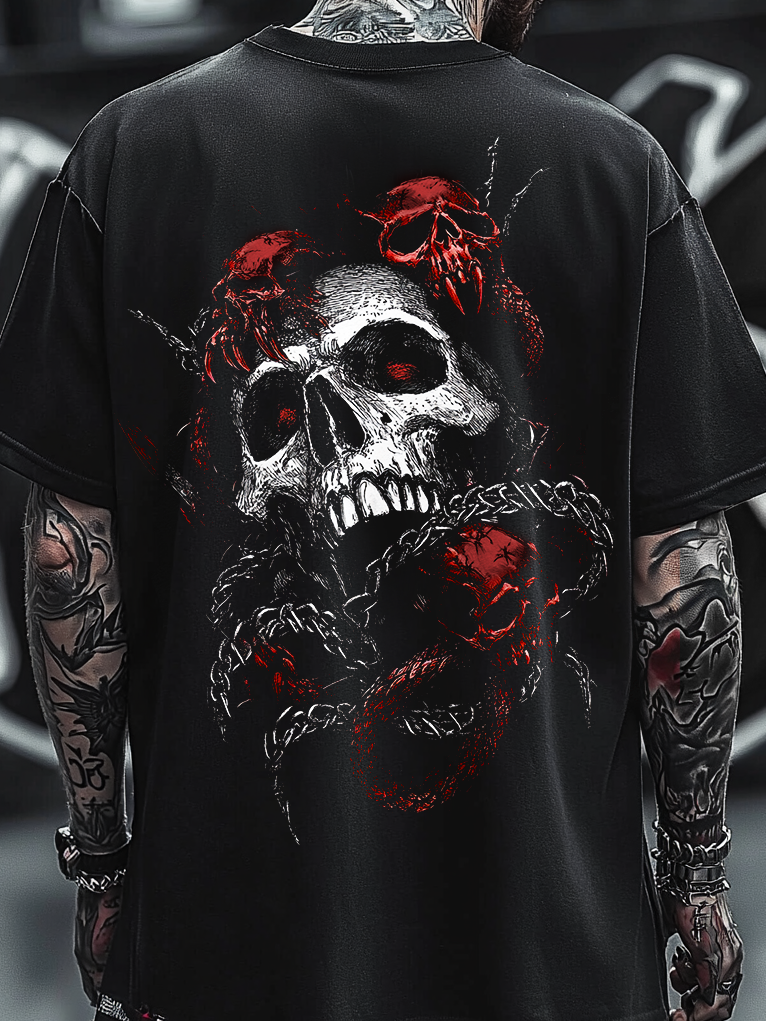 Shoptechwear Art Satanic Devil Skull Blood Oversized Unisex Casual T-shirt