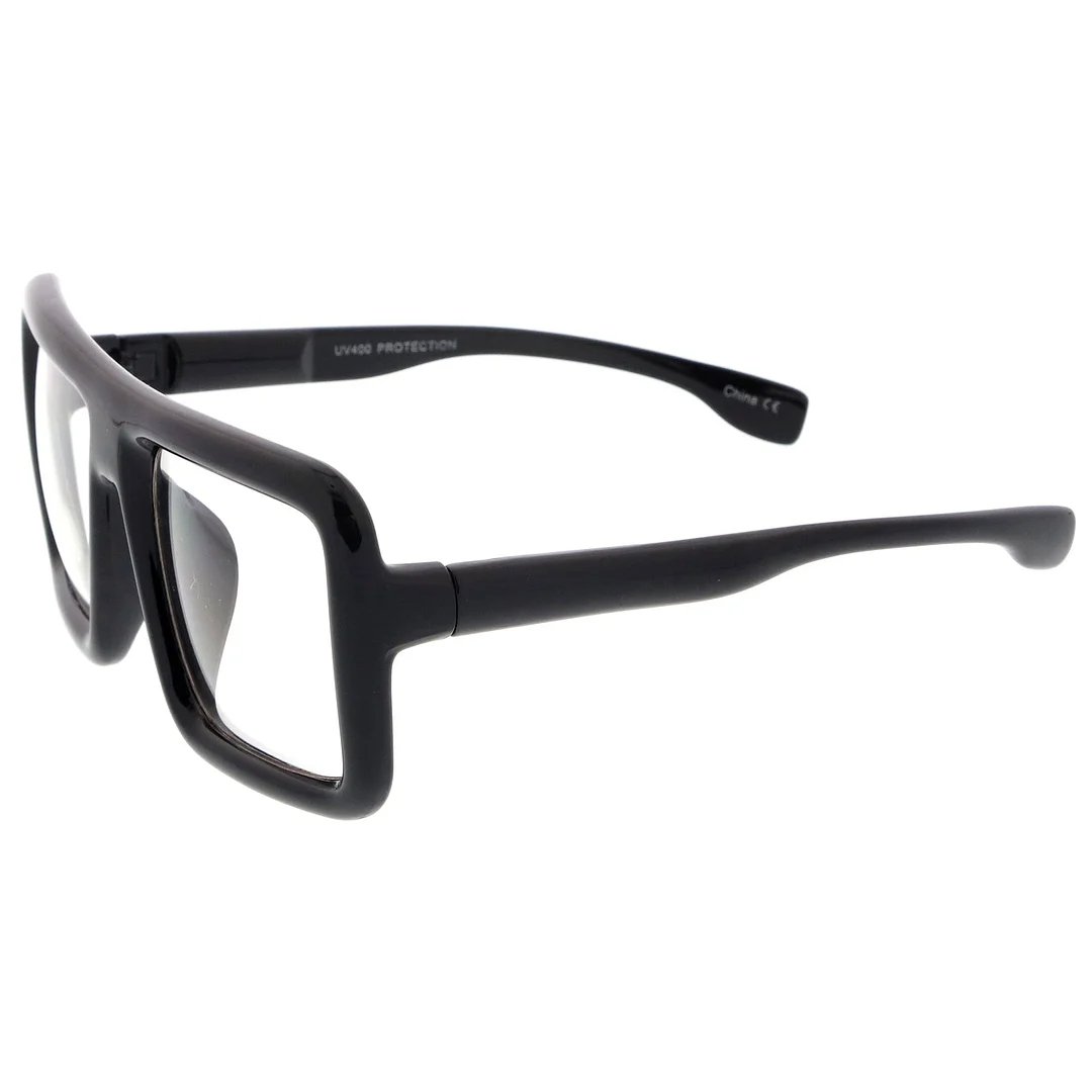 Oversize Bold Thick Frame Clear Lens Square Eyeglasses 58mm