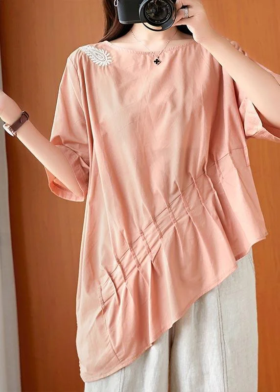 Boho Orange Embroideried Cinched Linen Summer Shirts ( Limited Stock)