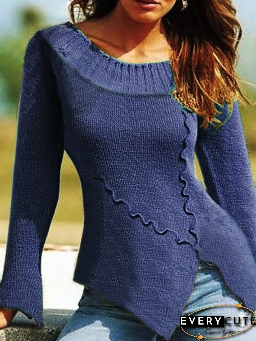 European and American large size retro casual irregular sweater