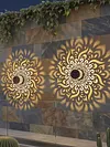 2 Pack Solar Hollow Iron Wall Light Outdoor Garden Fence Lamp