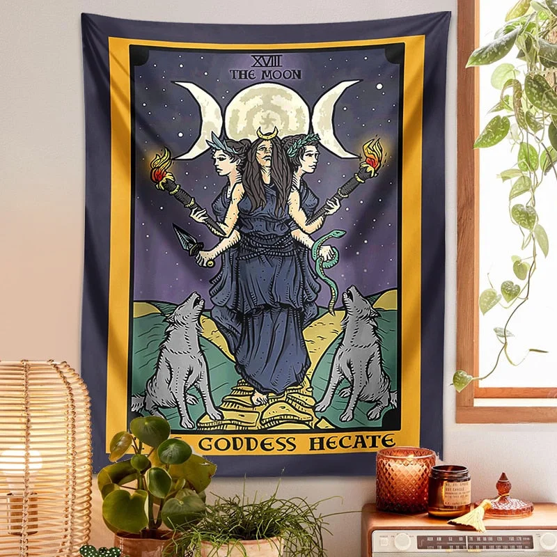 Tarot moon Tapestry Wall Hanging Mandala the goddess hecate Hippie Astrology Divination Witchcraft Background Wall Decoration