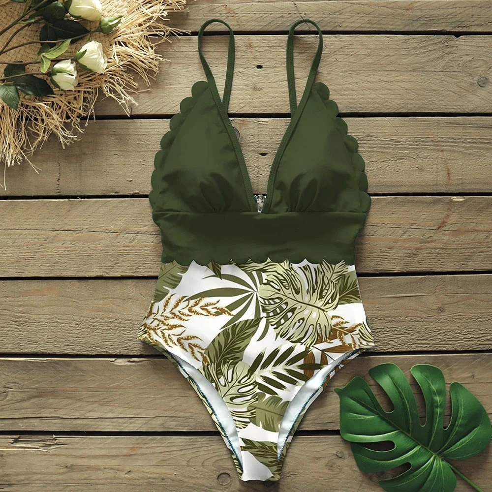 2020 Sexy One Piece Swimsuits Female Shoulder Floral Women Swimwear Push Up Bathing Suits Bodysuits Beach wear Ruffle Monokini