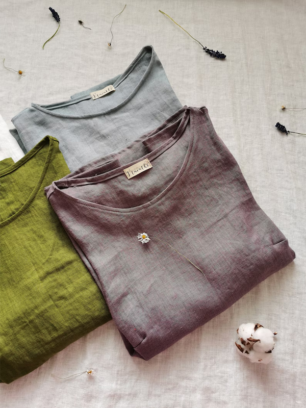 Solid Color Cotton And Linen Top hjn Shicloths