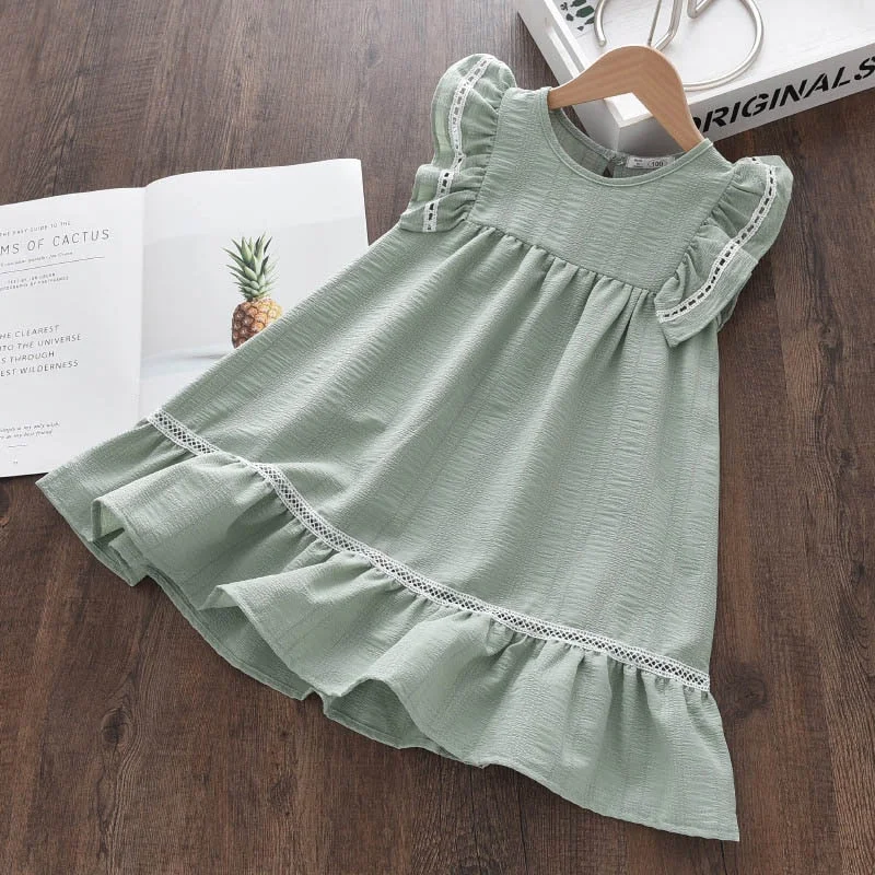 Bear Leader Girls Casual Dresses 2022 New Fashion Kids Girl Party Ruffles Cute Costumes Children Princess Lace Vestidos For 3-7Y