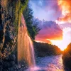 Waterfall Sunrise  | Full Round Diamond Painting Kits