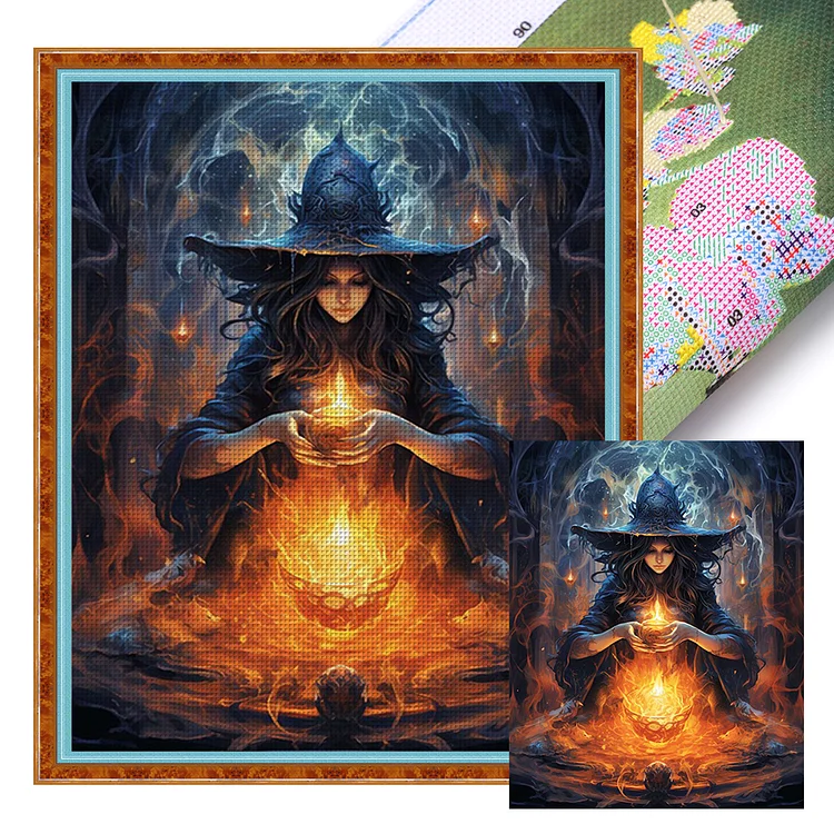 【Huacan Brand】Halloween Witch 11CT Stamped Cross Stitch 40*50CM