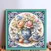 Colorful Blue And White Porcelain Vase-11CT Stamped Cross Stitch 40*40cm/15.75*15.75in