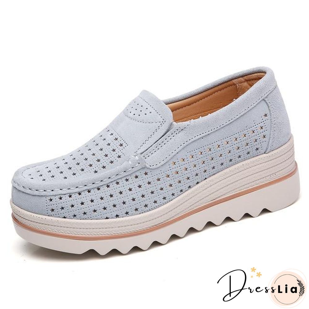 Women Shoes Platform Sneakers Slip on Flats Loafers Moccasins Hollow Out Casual Shoes