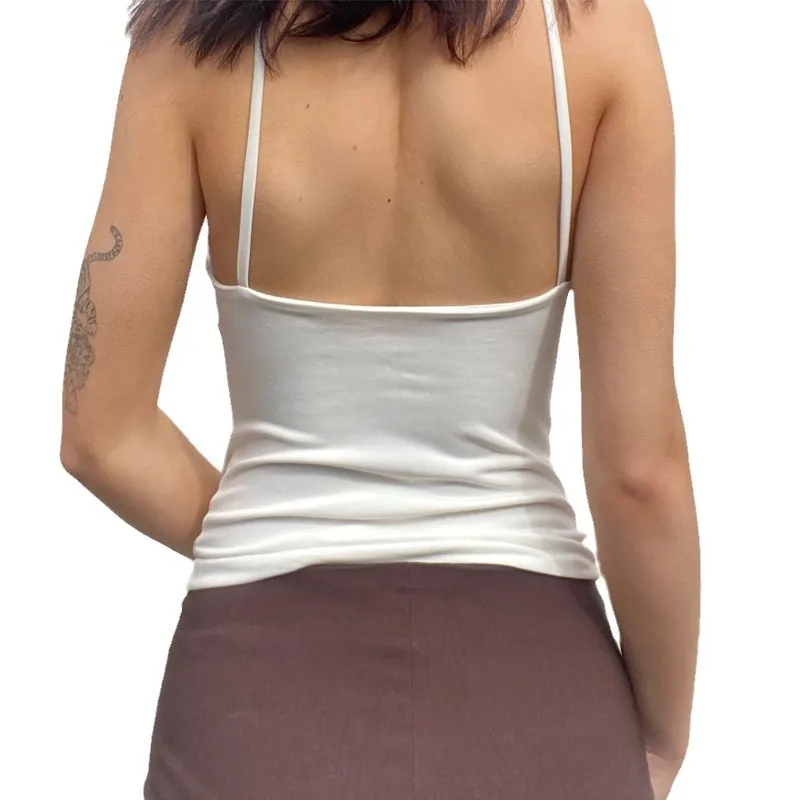 Churchf Churchf Women's 2024 New Spring Fashion Chest Hollow-Out Navel Slim Strap Top