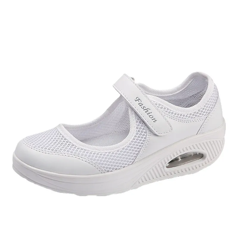 Breakj Breakj Single-Shoe Women 2025 New Air Cushion Low-Top Magic Sticker Light Single-Shoe Solid-Color Mesh Women's Shoes