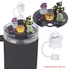 [US Local Warehouse] Halloween Acrylic Lid Charms with Cute Ghost Straw Cap for Stanley 40oz Tumbler